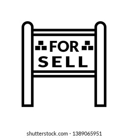 For Sell With Bill Board Icon. Vector Sign Symbol Sell Bill Board- Vector