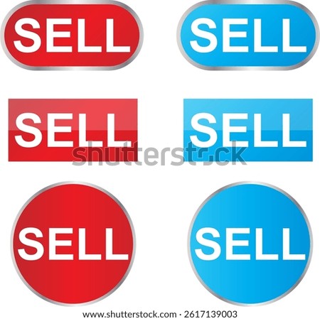 Sell buttons and labels vector design