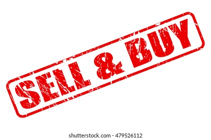 SELL AND BUY red stamp text on white