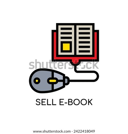 Sell Ebook Line Icon stock illustration.