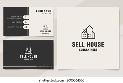 Plantilla del logotipo de la casa de ventas en estilo monograma