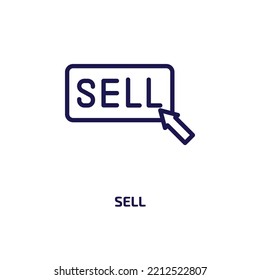 sell icon from cryptocurrency collection. Thin linear sell, shop, buy outline icon isolated on white background. Line vector sell sign, symbol for web and mobile