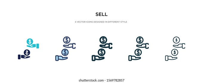 sell icon in different style vector illustration. two colored and black sell vector icons designed in filled, outline, line and stroke style can be used for web, mobile, ui