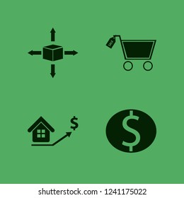 sell icon. sell vector icons set sale shopping cart, real estate prices growth, parcel four directions and dollar coin