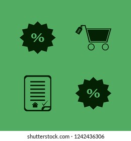 sell icon. sell vector icons set discount tag, sale shopping cart and house buying contract