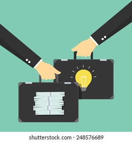 Sell the idea. Concept of businessman exchange 