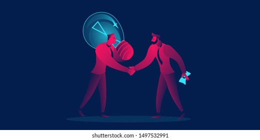 Sell Idea, Investments Business Concept In Red Blue Neon Gradients