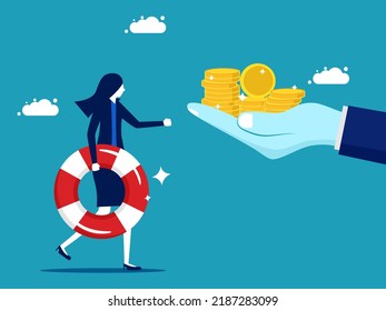 Sell insurance. Businesswomen buy help. business concept vector illustration