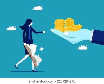Sell knowledge. Businesswomen invest in knowledge. business concept vector