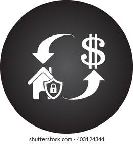 Sell lock dollar protection sign simple icon on  background