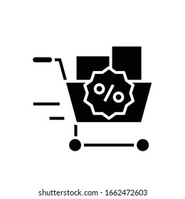 Sell off black icon, concept illustration, vector flat symbol, glyph sign.