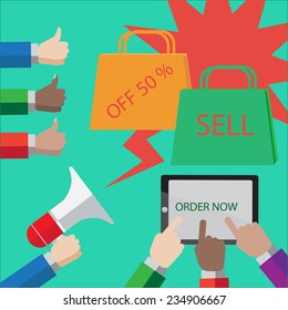 Sell for order now with your hand ,EPS10 Vector