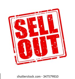 SELL OUT red stamp text on white