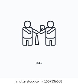 Sell outline icon. Simple linear element illustration. Isolated line Sell icon on white background. Thin stroke sign can be used for web, mobile and UI.
