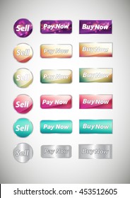 sell and pay and buy web creative new modern buttons