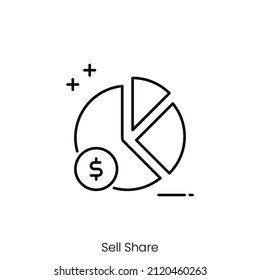 sell share icon. Outline style icon design isolated on white background