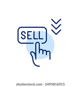 Sell stocks order with arrows down. Investment and trading opportunities. Falling trend. Pixel perfect, editable stroke icon