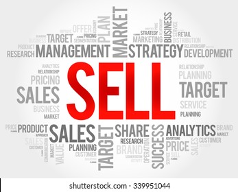 Sell word cloud, business concept