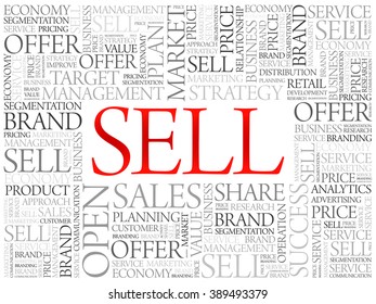Sell word cloud, business concept background