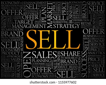 SELL word cloud collage, business concept background