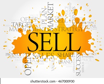 SELL word cloud collage, business concept background