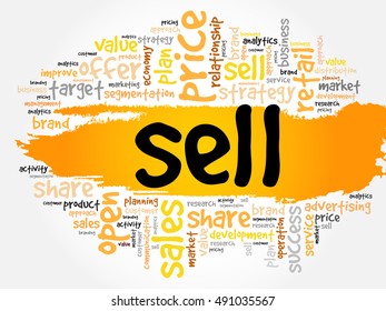 SELL word cloud collage, business concept background