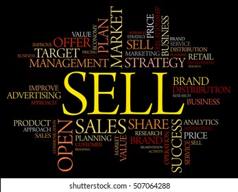 SELL word cloud collage, business concept background