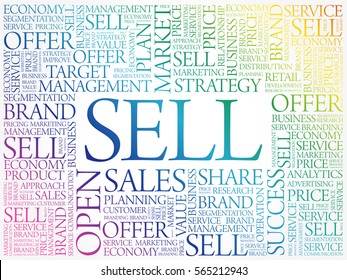 SELL word cloud collage, business concept background