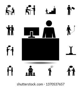 a seller at the cashier icon. Simple glyph, flat vector element of People icons set for UI and UX, website or mobile application