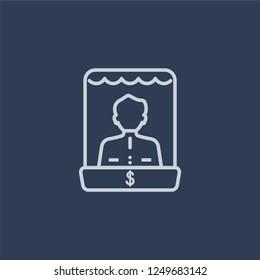 Seller icon. Seller linear design concept from  collection. Simple element vector illustration on dark blue background.