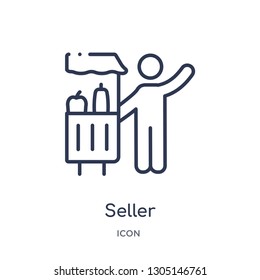 seller icon from people skills outline collection. Thin line seller icon isolated on white background.