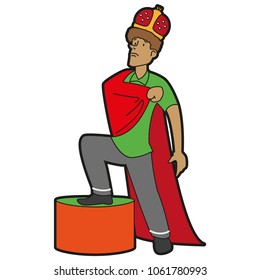 Seller king. Color vector flat illustration isolated on white background. 