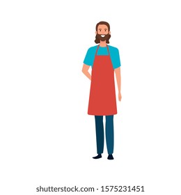 seller man design, shop store market shopping commerce retail buy and paying theme Vector illustration