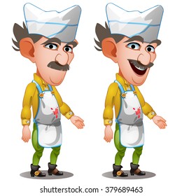 The seller of meat. The vector image.