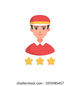 Seller rating food delivery flat icon vector illustration design, this vector is suitable for icons, logos, illustrations, stickers, books, covers, etc.