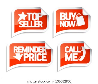 Seller speech bubbles set for online markets.