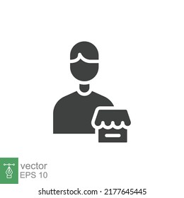 Seller vendor glyph icon. Simple solid style. Shop, market, business concept. Black and white symbol. Vector illustration isolated on white background. EPS 10