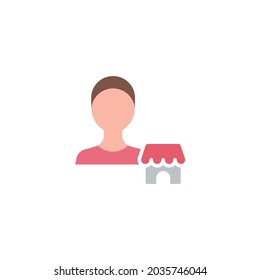 Seller vendor icon. Simple flat style. Shop, market, business concept. Color symbol. Vector illustration isolated on white background. EPS 10