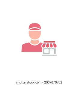 Seller vendor icon. Simple flat style. Shop, market, business concept. Color symbol. Vector illustration isolated on white background. EPS 10
