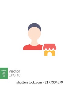 Icono del vendedor. Sencillo estilo plano. Compra, mercado, concepto de negocios. Símbolo de color. Ilustración vectorial aislada en fondo blanco. EPS 10