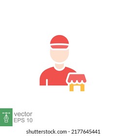 Seller vendor icon. Simple flat style. Shop, market, business concept. Color symbol. Vector illustration isolated on white background. EPS 10