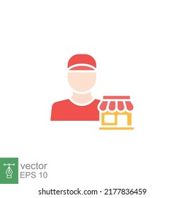 Seller vendor icon. Simple flat style. Shop, market, business concept. Color symbol. Vector illustration isolated on white background. EPS 10