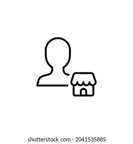 Seller vendor line icon. Simple outline style. Shop, market, business concept. Black and white symbol. Vector illustration isolated on white background. EPS 10