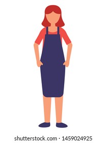 seller woman with apron on white background vector illustration