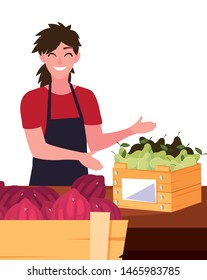 seller woman farm products harvest
