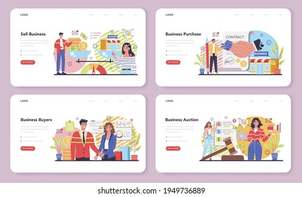 Selling business web banner or landing page set. B2B or business