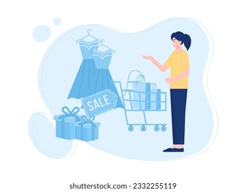 Selling clothes trending concept flat illustration