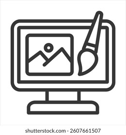 Selling Digital Art Outline Icon Vector Illustration