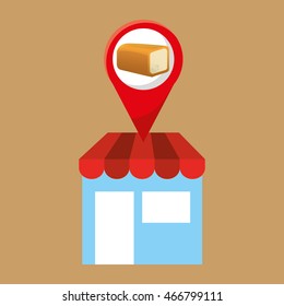 selling fresh loaf, bakery products, vector illustration