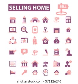 selling home, real estate, agent, agency, buildings icons, signs vector concept set for infographics, mobile, website, application
